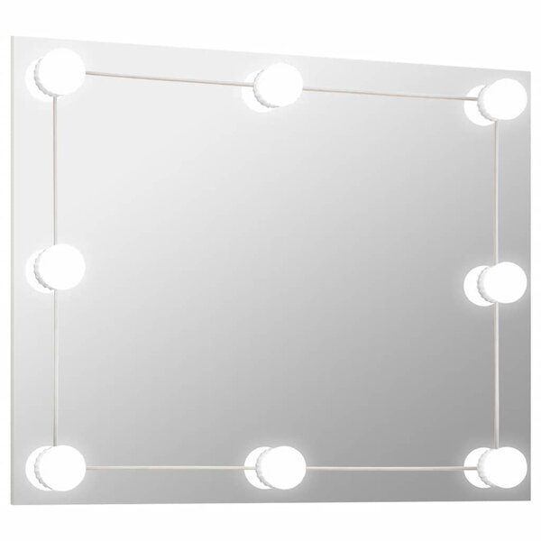 vidaXL Miroir mural sans cadre avec lampes LED Rectangulaire Verre