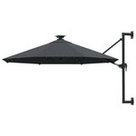 vidaXL Parasol mural de jardin avec LED 300 cm anthracite