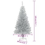 vidaXL Sapin de Noël artificiel avec support argenté 120 cm PET