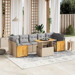 vidaXL Salon de jardin avec coussins 8 Pièces beige résine tressée