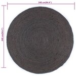 vidaXL Tapis fait à la main Jute Rond 240 cm Gris foncé