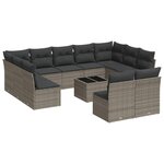 vidaXL Salon de jardin avec coussins 12 Pièces gris résine tressée