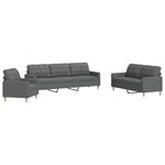 vidaXL Ensemble de canapés 3 Pièces gris foncé tissu