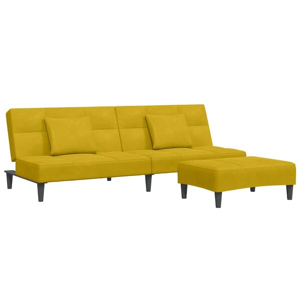 vidaXL Canapé-lit à 2 places avec repose-pied jaune velours