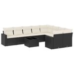 vidaXL Salon de jardin 10 Pièces avec coussins noir résine tressée