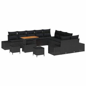vidaXL Ensemble de canapé de jardin 13 Pièces Noir 90 x 55 x 71 cm