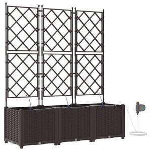 vidaXL Jardinières de jardin 1 pc Marron 120 x 40 x 142 cm Plastique