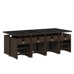 vidaXL Ensemble à manger de jardin avec coussins 13 Pièces marron rotin