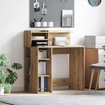 vidaXL Bureau avec rangement chêne artisanal 90 x 48 x 101 5 cm
