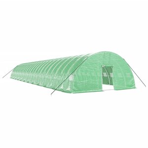 vidaXL Serre avec cadre en acier vert 144 m² 24x6x2 85 m