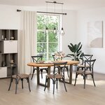 vidaXL Table à manger marron clair bois de chêne massif ovale