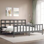 vidaXL Cadre de lit sans matelas gris 200x200 cm bois massif de pin