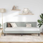 vidaXL Cadre de lit d'angle Gris clair 90 cm x 190 cm Velours