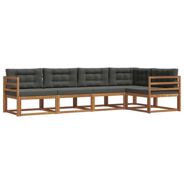vidaXL Ensemble de canapés d'extérieur 5 pc Naturel et Anthracite