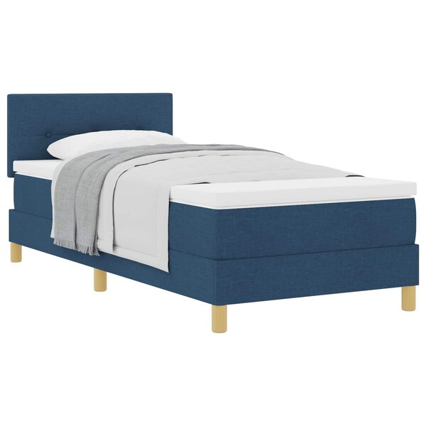 vidaXL Lit à ressorts avec coussin Bleu 90 x 190 cm tissu
