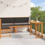 Ensemble Bistro de Jardin 3 Pièces avec Coussins en Bois d'Acacia Massif