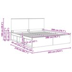 vidaXL Cadre de lit Chêne fumé 200 x 200 cm Bois de pin massif