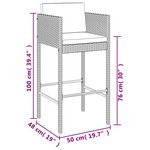 vidaXL Ensemble de bar de jardin 5 Pièces avec coussins noir poly rotin
