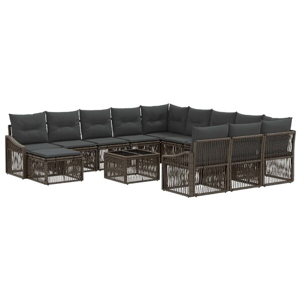 vidaXL Ensemble de canapé de jardin 13 Pièces Gris polyrotin