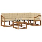 vidaXL Ensemble de canapés d'extérieur 6 pc Naturel et Beige