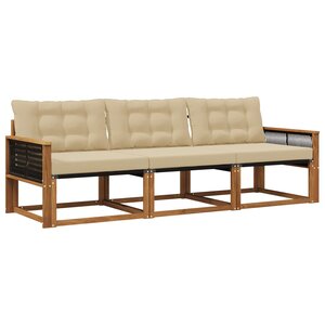 vidaXL Ensemble de canapés d'extérieur 3 pc Naturel et Beige