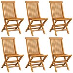 vidaXL Chaises de jardin et coussins noir lot de 6 Bois de teck massif