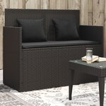vidaXL Banc de jardin avec coussins noir résine tressée
