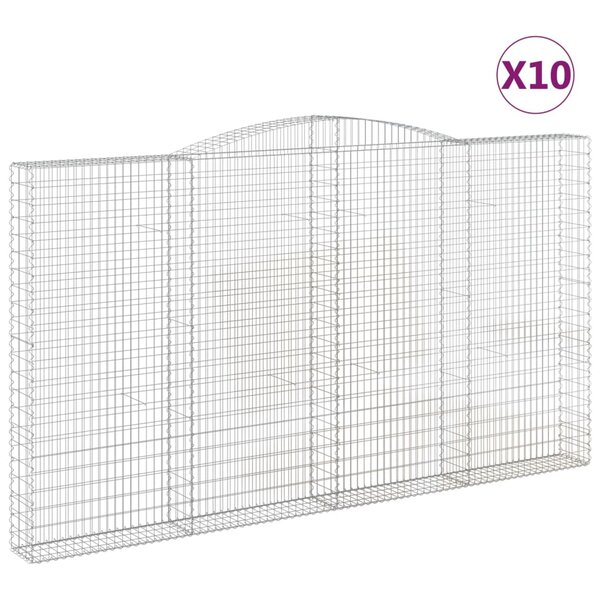 vidaXL Paniers à gabions arqués 10 Pièces 400x30x220/240 cm Fer galvanisé