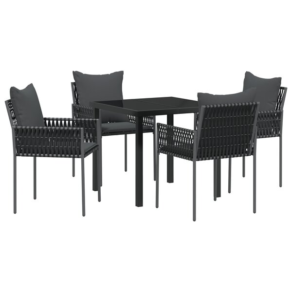 vidaXL Set de 3 Noir  Gris foncé Rattan PE Standard Robuste