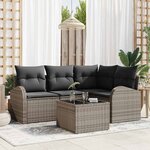 vidaXL Ensemble de canapé de jardin avec coussin 5 Pièces Gris Poly rotin