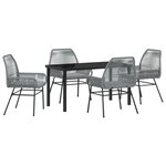 vidaXL Ensemble de salle à manger de jardin 5 pièces avec coussins gris en poly rotin