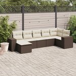 vidaXL Salon de jardin avec coussins 7 Pièces marron résine tressée