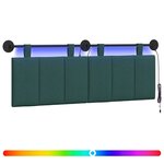 vidaXL Tête de lit suspendue Avec lumière LED Vert foncé Tissu