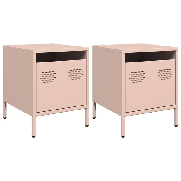 vidaXL Tables de chevet 2 Pièces rose 35x39x43 5 cm acier