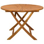 vidaXL Table de jardin pliante Naturel Ø110 x 75 cm