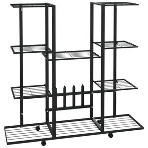 vidaXL Jardinière avec roues 94 5x24 5x91 5 cm Noir Fer