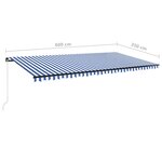 vidaXL Auvent manuel rétractable avec LED 600x350 cm Bleu et blanc