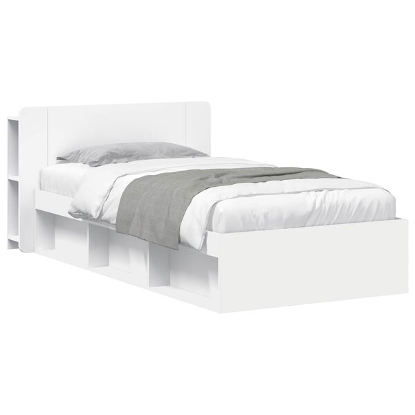 vidaXL Cadre de lit avec rangement Blanc 90 x 190 cm Bois d'ingénierie