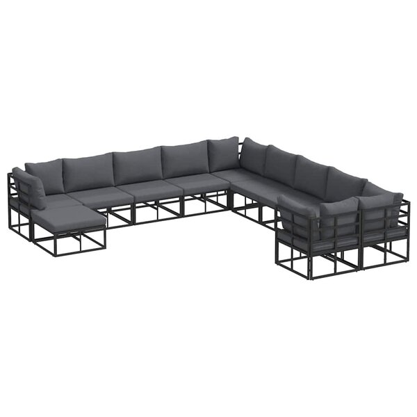 vidaXL Ensemble de canapé de jardin 11 Pièces Noir Aluminium