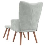 vidaXL Chaise de relaxation avec repose-pied Gris clair Velours