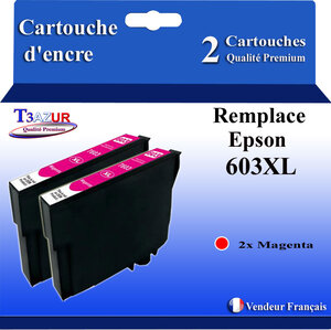 2x Cartouches Compatibles avec Epson 603 603XL pour Epson Expression Home XP-2100 XP-2105 XP-2150 XP-2155 XP-3100 XP-3105 XP-3150 XP-3155 XP-4100 XP-4105 XP-4150 XP-4155 Magenta