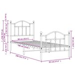 vidaXL Cadre de lit métal sans matelas avec pied de lit blanc 90x190cm
