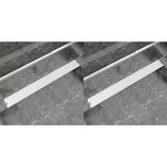 vidaXL Drain de douche linéaire 2 Pièces 1030 x 140 mm Acier inoxydable