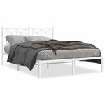 vidaXL Cadre de lit métal sans matelas et tête de lit blanc 140x190 cm