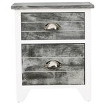 vidaXL Table de chevet 2 Pièces avec 2 tiroirs Gris et blanc