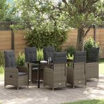 vidaXL Ensemble de salle à manger de jardin 7 pièces avec coussins en rotin gris