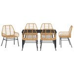 vidaXL Ensemble de salle à manger de jardin de 7 pièces marron poly rotin