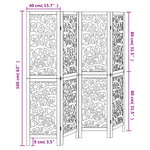 vidaXL Cloison de séparation 4 panneaux blanc bois de paulownia massif