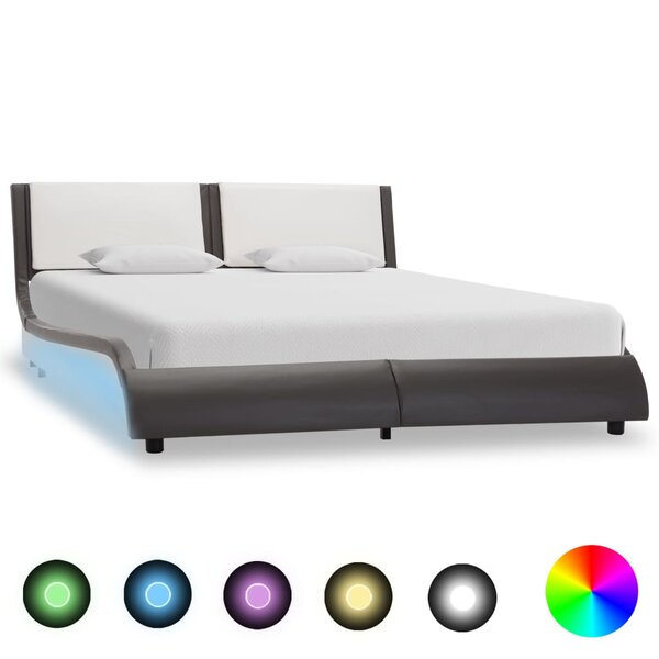 vidaXL Cadre de lit avec LED sans matelas Gris et blanc 120 x 190 cm