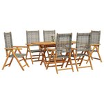 vidaXL Ensemble de salle à manger pour jardin 7 Pièces Gris